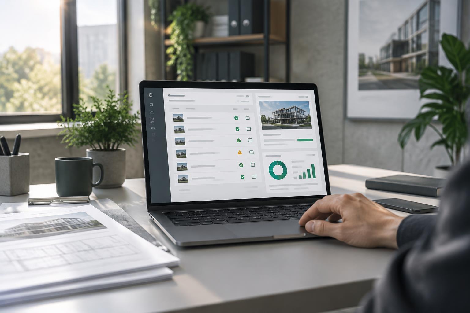 A digital form and reporting dashboard on a laptop